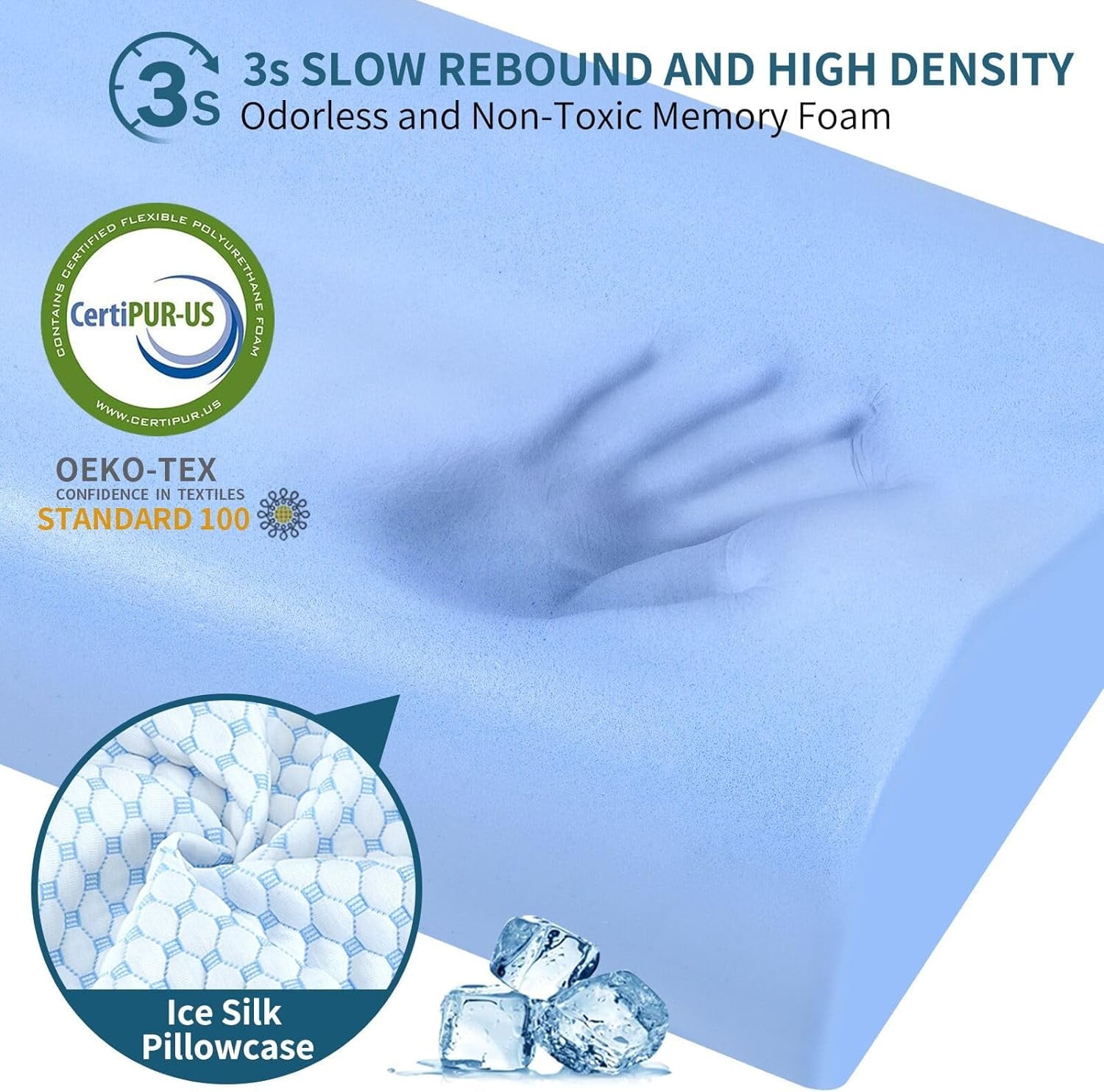 Orthopedic Support for Neck Pain Relief, Contour Memory Foam s for Sleeping, Odorless Ergonomic Adjustable Orthopedic Cooling Bed Neck S... - Ergonomic Memory Foam Pillow for Neck Pain Support Detail