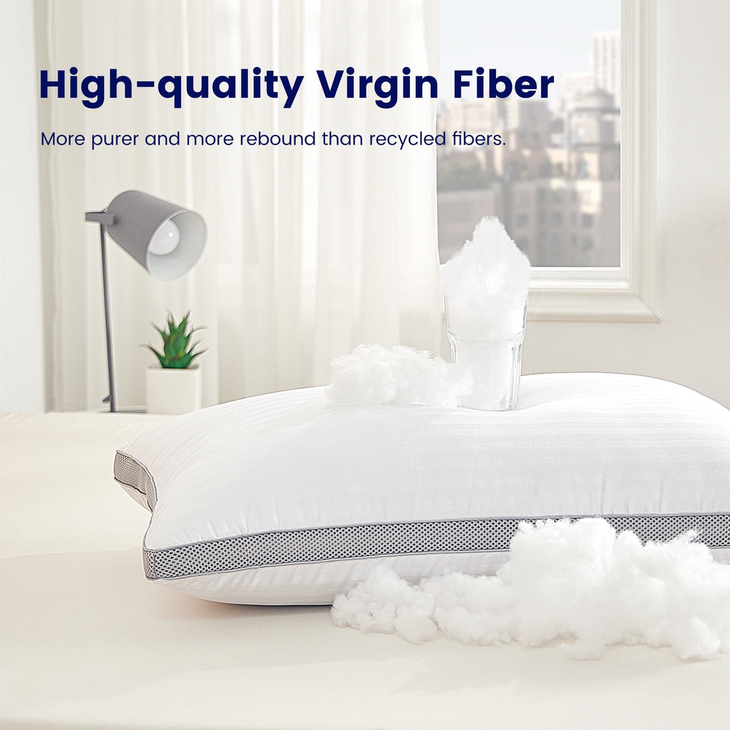 Fluffy Shredded Bed Pillows for Sleeping, Queen Size Set of 2, Sandwich Mesh with Breathable Sides, Premium Medium pillows for Back, ... - Decorative Throw Pillow Cushion for Sofa & Bed Detail