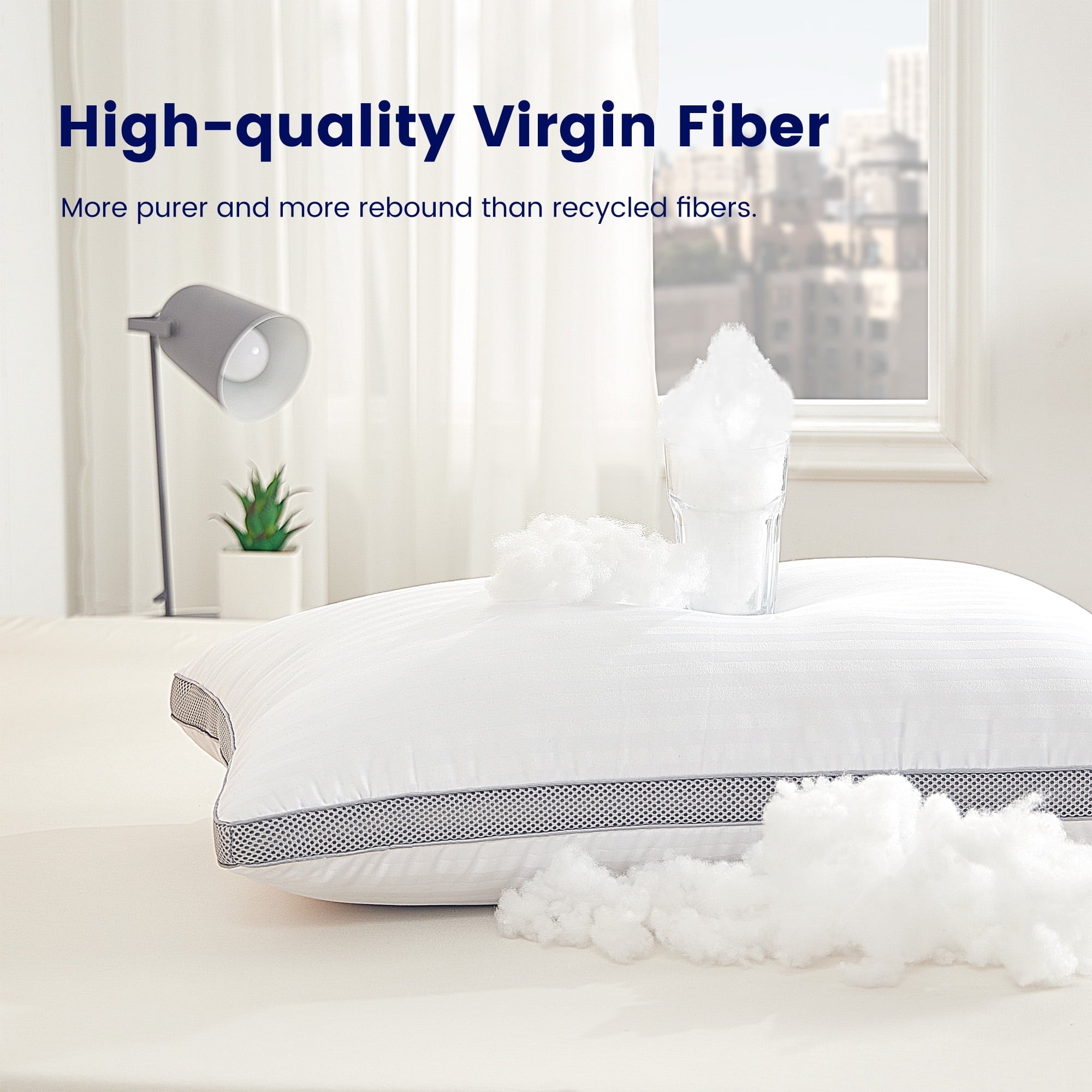 Fluffy Shredded Bed Pillows for Sleeping, Queen Size Set of 2, Sandwich Mesh with Breathable Sides, Premium Medium pillows for Back, ... - Decorative Throw Pillow Cushion for Sofa & Bed Detail