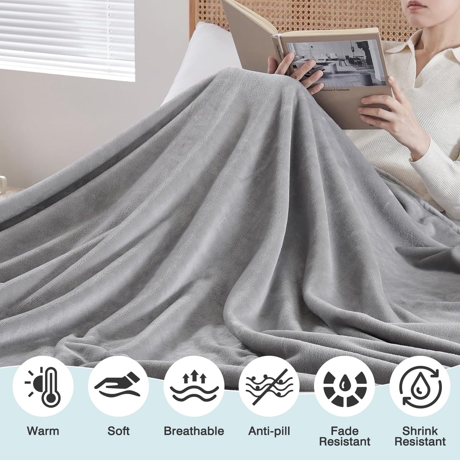 Lightweight Warm Twin Size Blanket for Bed, 60x80inch Super Cozy Soft Bed Blanket for Sleep Snap, Lightweight Reversible Blankets and ... - Lightweight Plush Warm Blanket for All Seasons Detail