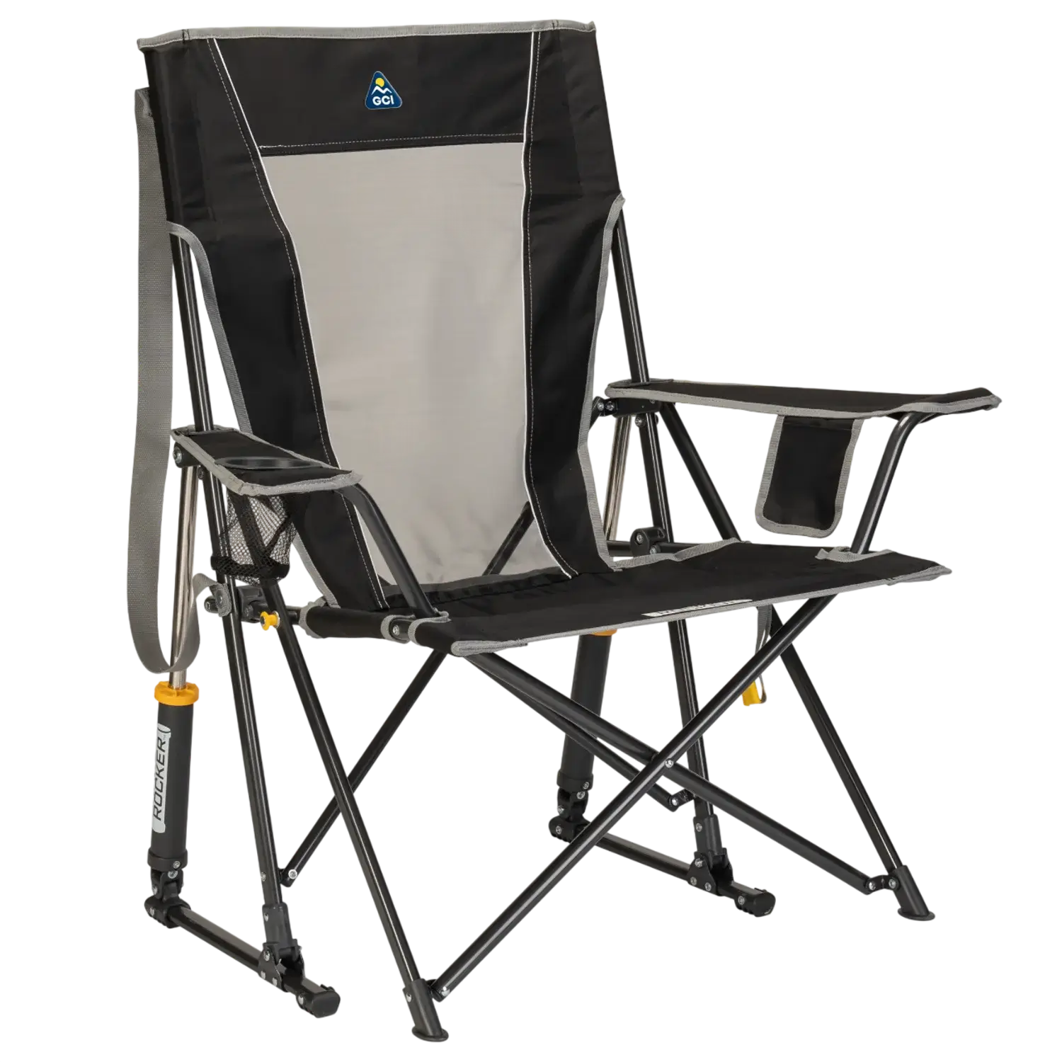 Smooth Motion Comfort Pro Rocker - Choice 375 - Patented Spring-Action Rocking Chair for Camping - Black