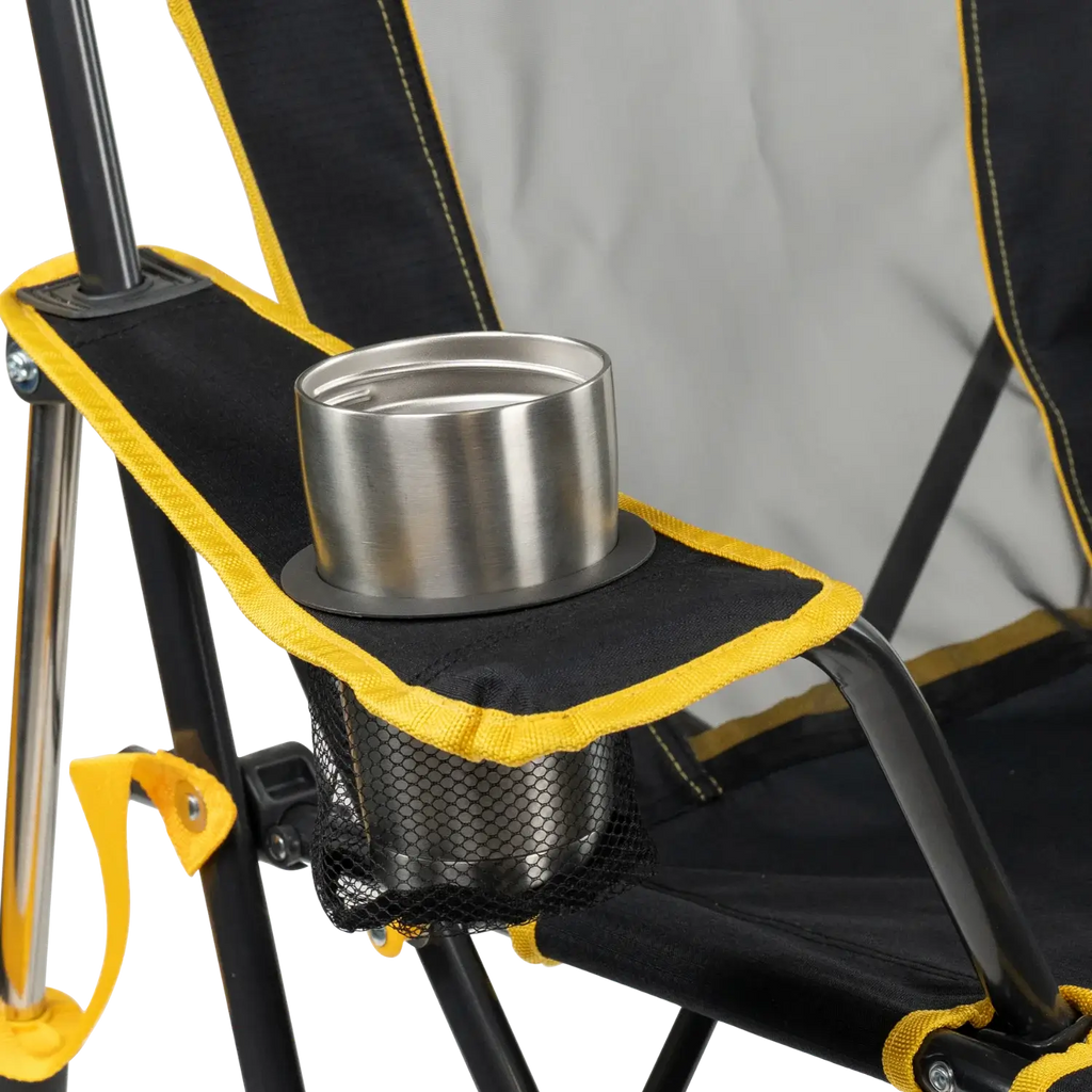 Luxury Camp College Comfort Pro Rocker - Iowa Hawkeyes - Choice 249 - Freestyle Rocker Portable Outdoor Folding Chair Detail