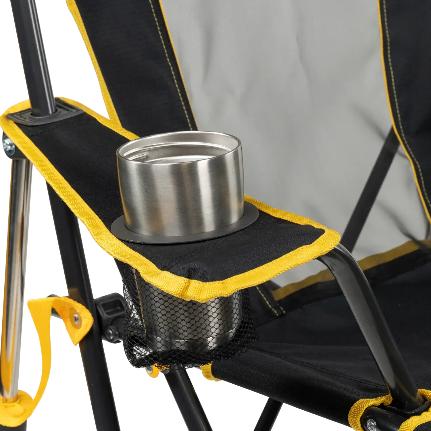 Luxury Camp College Comfort Pro Rocker - Iowa Hawkeyes - Choice 249 - Freestyle Rocker Portable Outdoor Folding Chair Detail