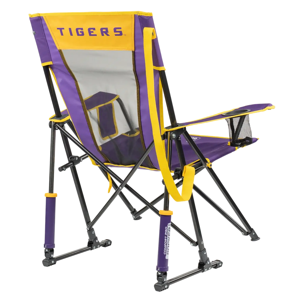 Smooth Motion College Comfort Pro Rocker - LSU Tigers - Choice 880 - RoadTrip Rocker Smooth Motion Camp Chair Detail