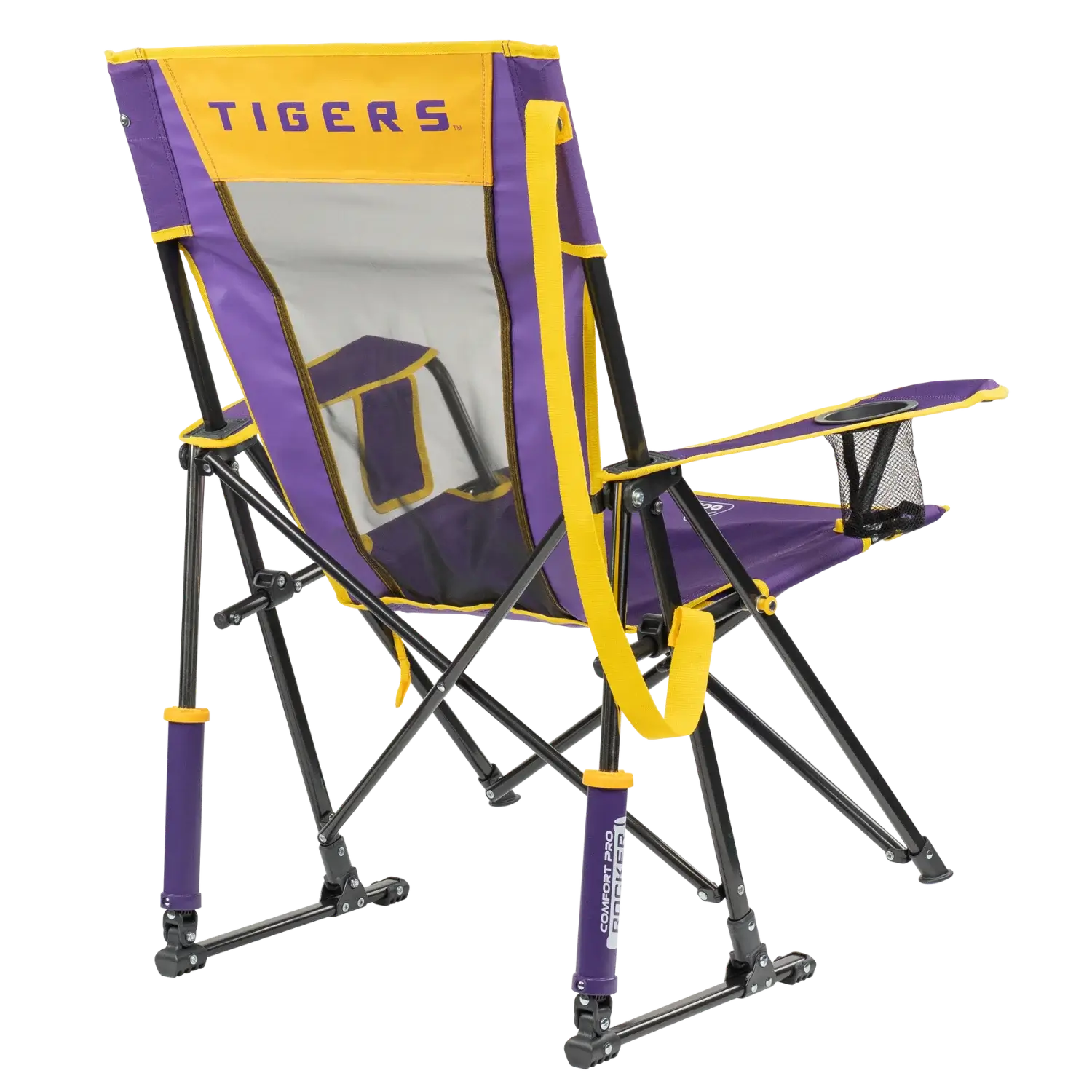Smooth Motion College Comfort Pro Rocker - LSU Tigers - Choice 880 - RoadTrip Rocker Smooth Motion Camp Chair Detail