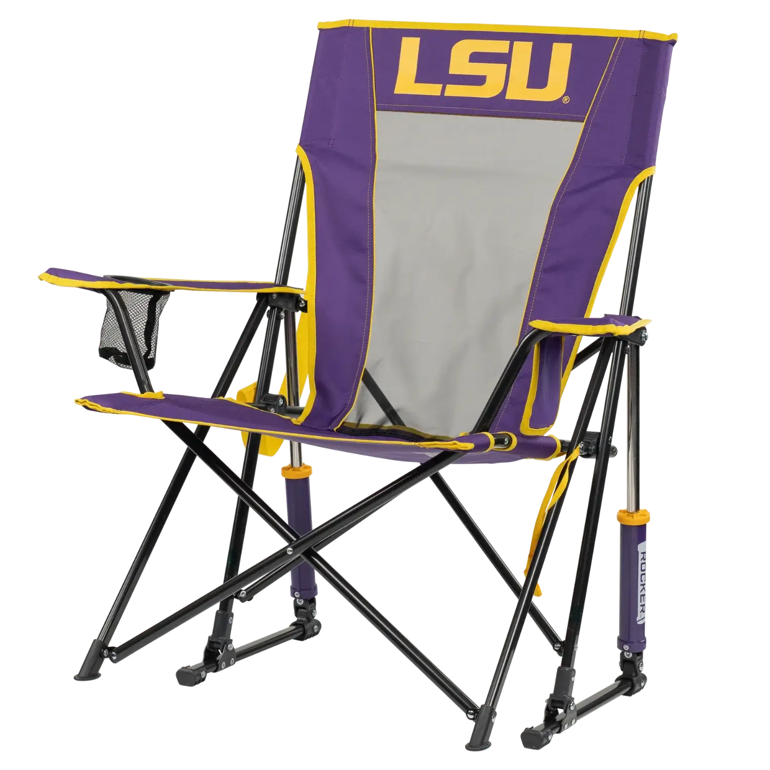 Smooth Motion College Comfort Pro Rocker - LSU Tigers - Choice 880 - RoadTrip Rocker Smooth Motion Camp Chair Detail