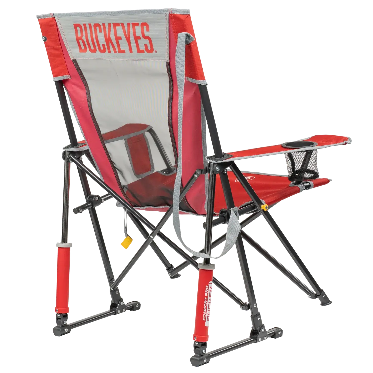 Premium All-Weather College Comfort Pro Rocker - Ohio State Buckeyes - Choice 676 - Patented Spring-Action Rocking Chair for Camping Detail