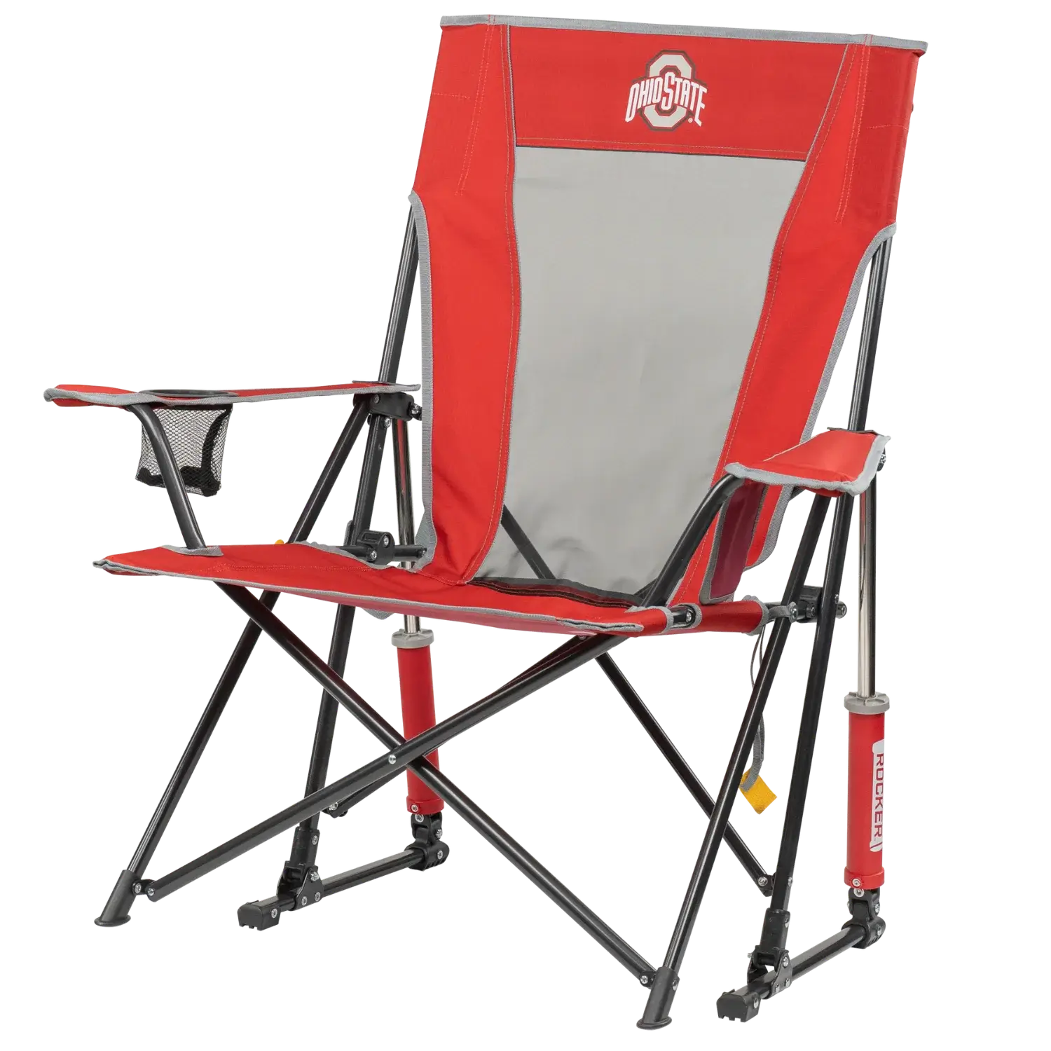 Premium All-Weather College Comfort Pro Rocker - Ohio State Buckeyes - Choice 676 - Patented Spring-Action Rocking Chair for Camping Detail