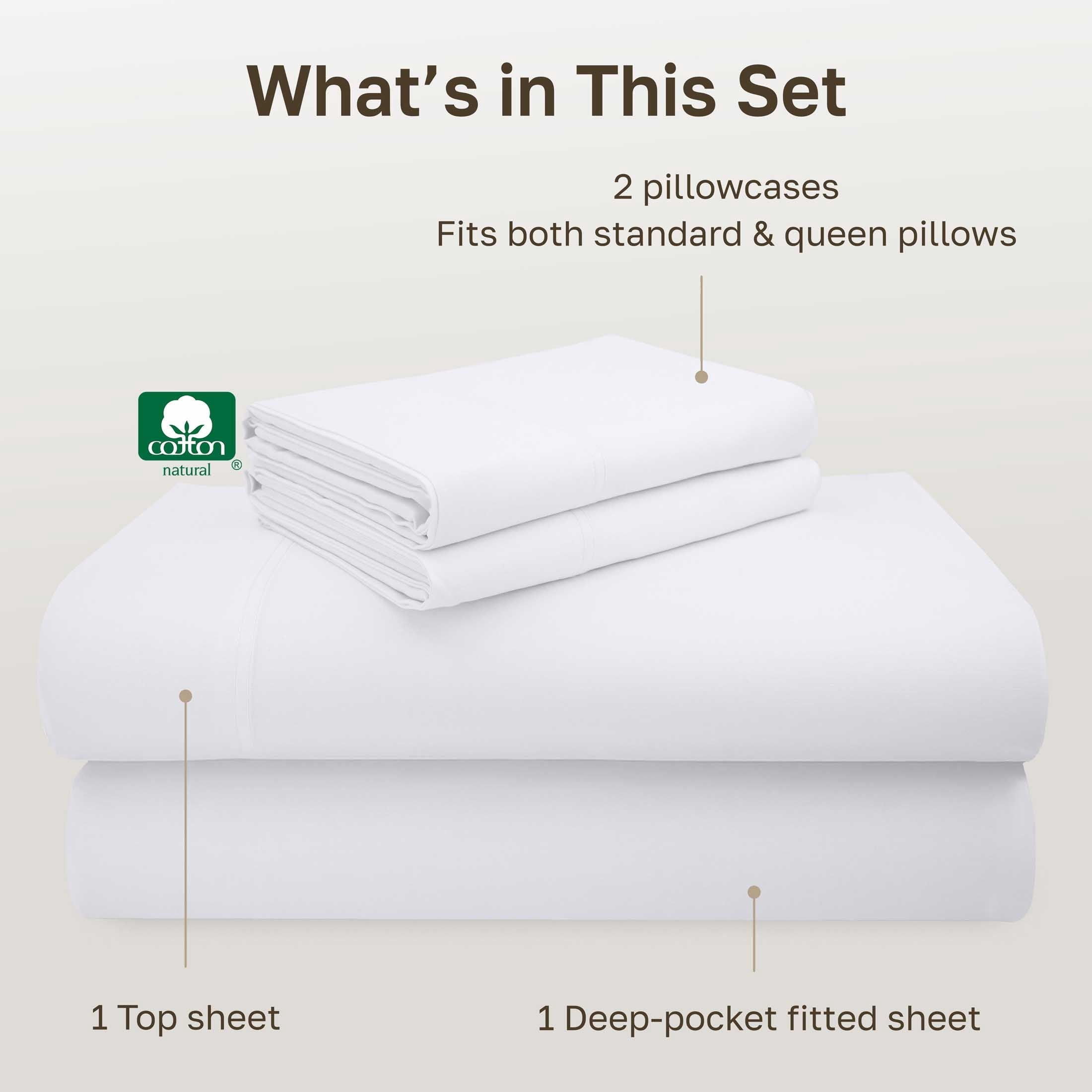 Cooling Sateen 100% Cotton Queen Sheets Set - 600 Thread Count 100% Cotton Sheets Queen, Sateen Deep Pocket Adult/Teen 4 Piece Bed Sh - Premium Ultra-Soft Pillowcase Pair for Sleeping Detail