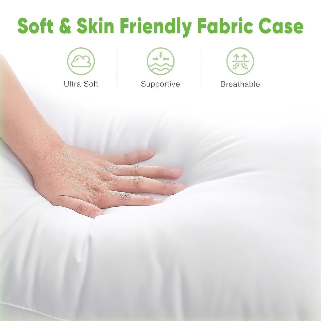 Decorative Plump Goose Feather Down Pillows for Sleeping,Luxury Hotel Collection Queen Size Soft Bed Pillow,1 Pack,Queen (20.2" x 28.2") - Orthopedic Shredded Foam Bed Pillow Set Detail