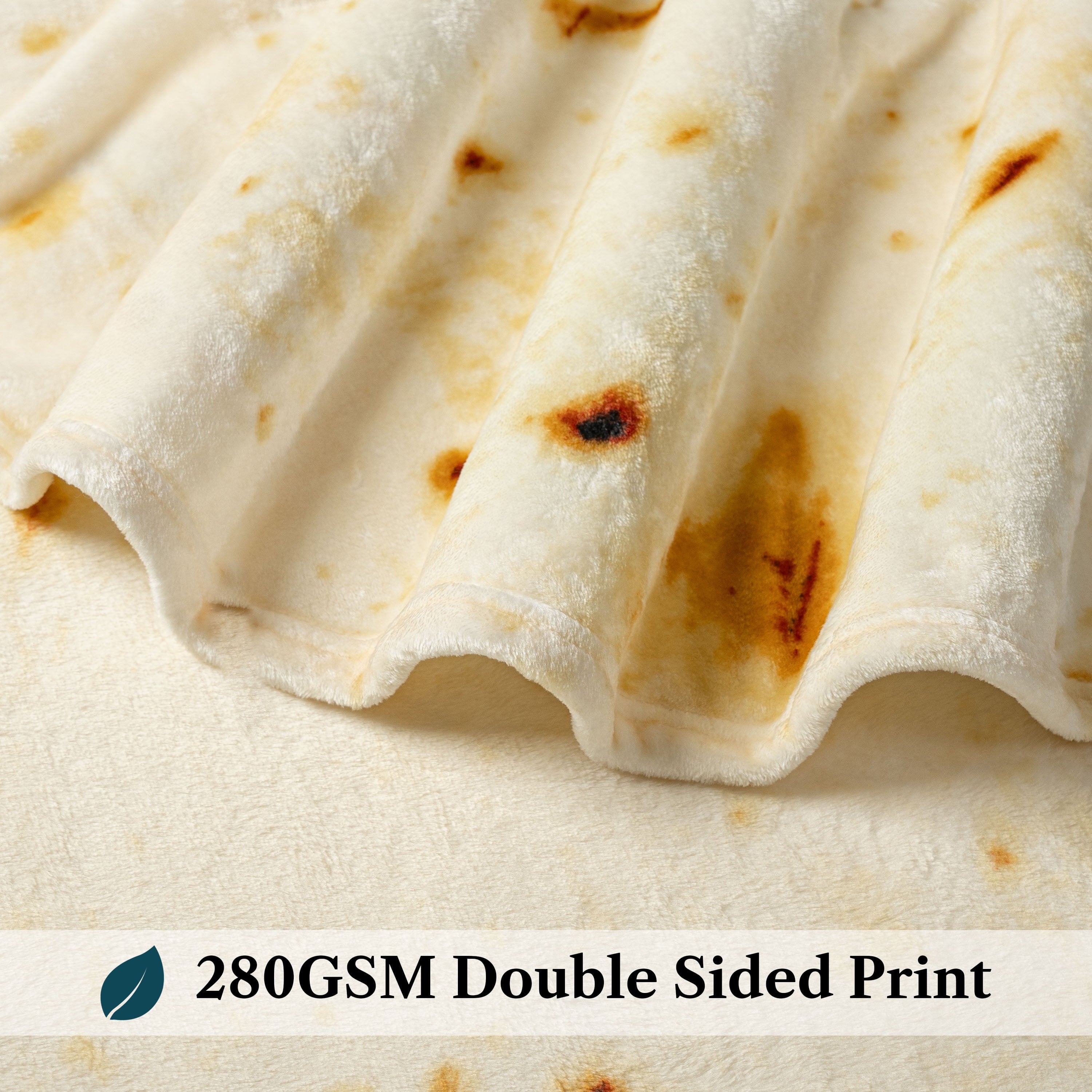 Super Soft Flannel Burrito Tortilla Blanket, Double Sided Taco Flour Wrap Novelty Throw for Adult Kid Teen, Realistic Food Blanket, Funn... - Cozy Fleece Throw Blanket for Couch & Bed Detail