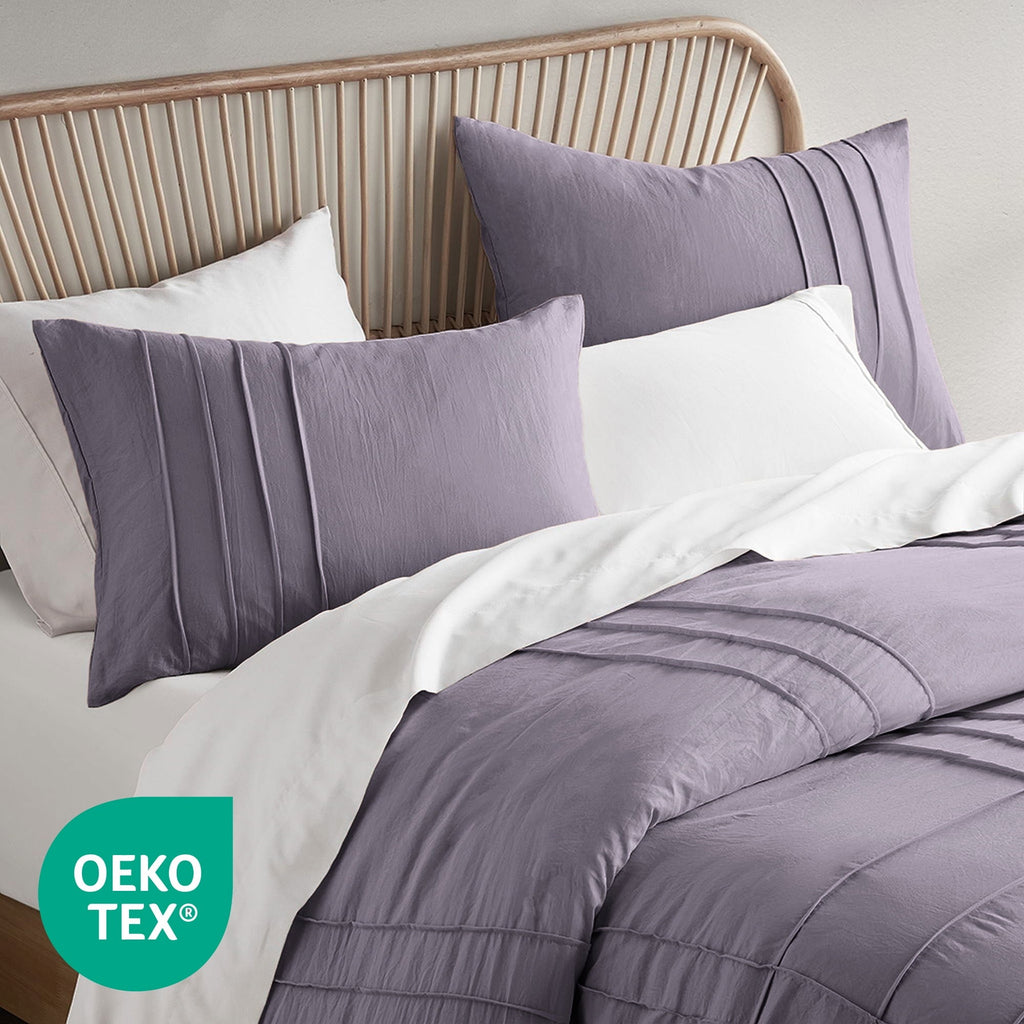All-Season Full/Queen Comforter Set, Boho 3-Piece Pintuck Stitching Bedding Set, Soft Washed Pleated Bed Sets with Pillow Shams,... - Luxurious Quilted Duvet Cover Set Detail