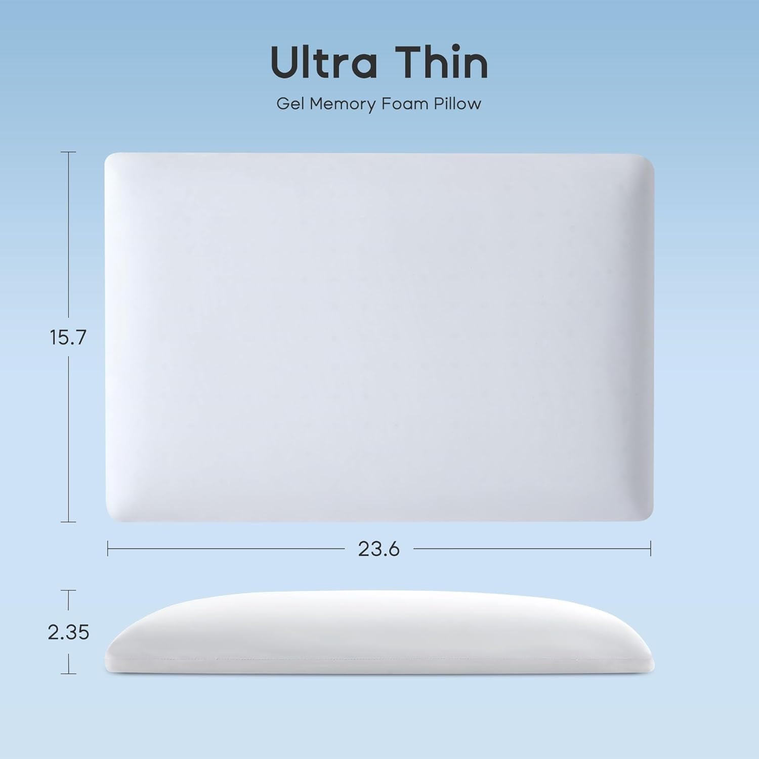 Hotel Collection Ultra Thin Cooling Memory Foam Pillows, Summer Bed Pillows for Back, Stomach or Side Sleepers, Flat Pillow with Washa... - Orthopedic Shredded Foam Bed Pillow Set Detail