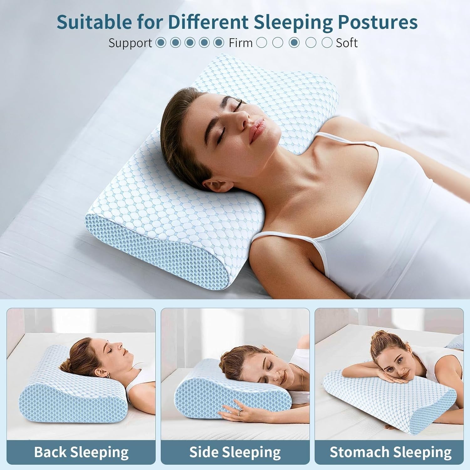 Orthopedic Support for Neck Pain Relief, Contour Memory Foam s for Sleeping, Odorless Ergonomic Adjustable Orthopedic Cooling Bed Neck S... - Ergonomic Memory Foam Pillow for Neck Pain Support Detail
