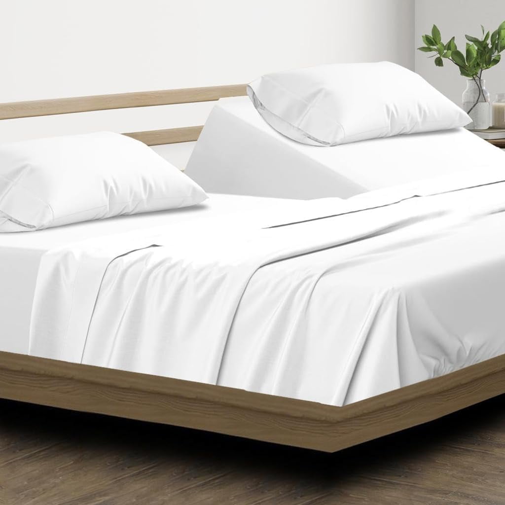 Breathable Luxury Top Split King 100% Egyptian Cotton 1000 Thread Count, Adjustable Beds -Top Split King Sheets Sets (4 Pcs) Split Down... - Luxury Bed Sheet Set with Deep Pockets Detail