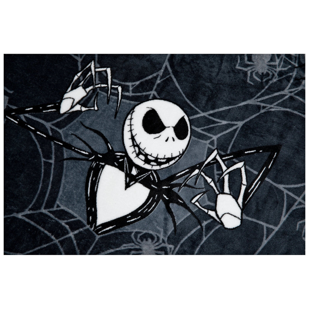 Reversible Sherpa Nightmare Before Christmas Jack Skellington 62x90 Plush Throw Blanket, 100% Polyester - Cozy Fleece Throw Blanket for Couch & Bed Detail
