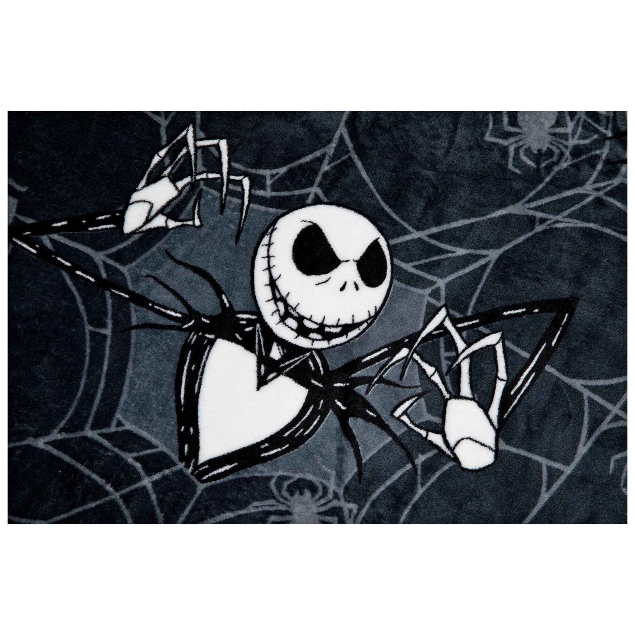 Reversible Sherpa Nightmare Before Christmas Jack Skellington 62x90 Plush Throw Blanket, 100% Polyester - Cozy Fleece Throw Blanket for Couch & Bed Detail