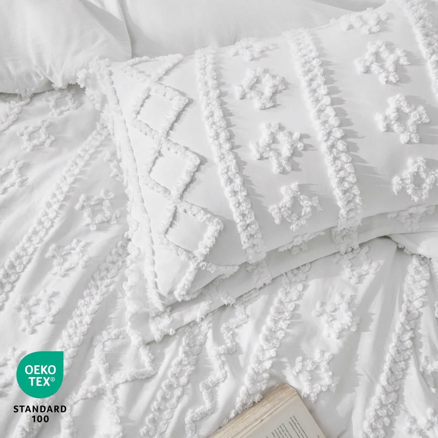 Luxurious Quilted Tufted Boho Comforter Set, 2 Pieces Farmhouse Shabby Chic Embroidery Bed Set, Soft Jacquard Comforter for All Seasons... - Luxurious Quilted Duvet Cover Set Detail