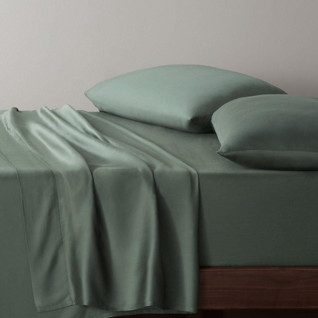 Breathable Luxury 4-Piece & Silky Serenity 100% Bed Sheets Set, Flagstone, Queen - Breathable Egyptian Cotton Flat & Fitted Sheets Detail