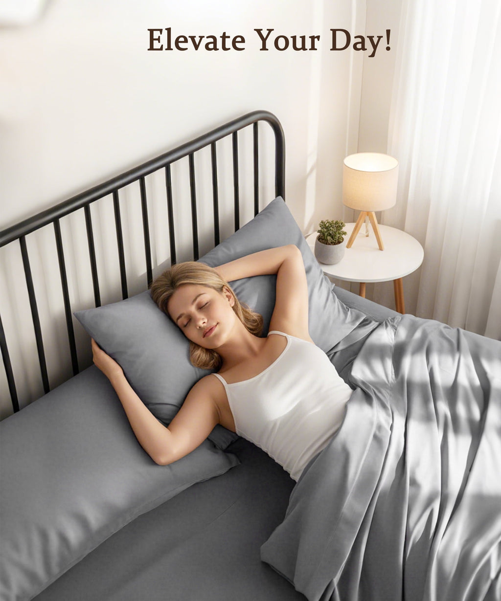 Cooling Sateen Full Size 4 Piece Sheet Set, Comfy Breathable Cooling Bed Sheets Set, Hotel Luxury Bedding, Deep Pockets, Ultra-Soft,... - Premium Ultra-Soft Pillowcase Pair for Sleeping Detail