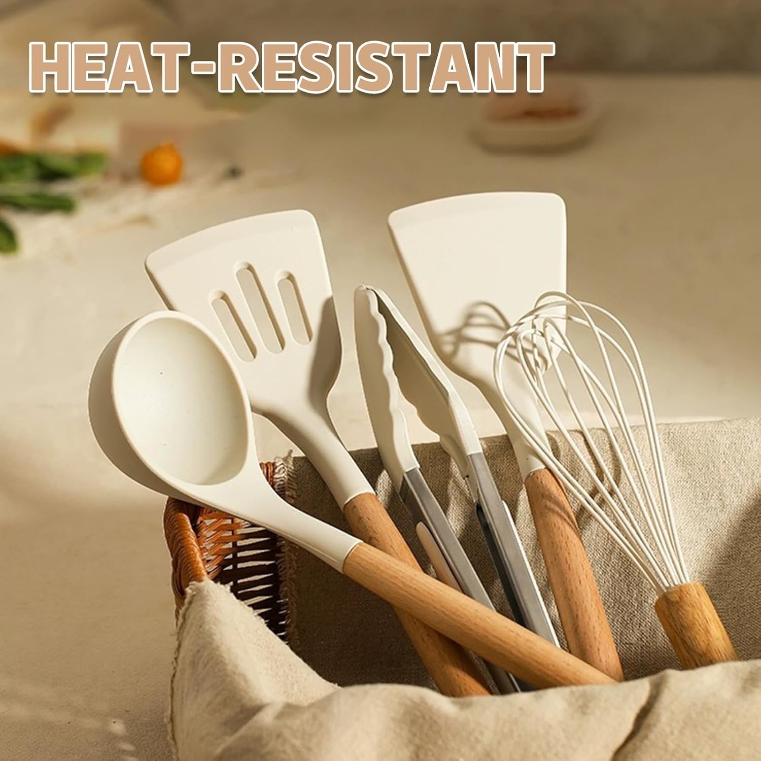 High-Precision Kitchen Cooking Utensils Set, 33 pcs Non-stick Silicone Cooking Kitchen Utensils Spatula Set with Holder, Wooden Hand... - High-Precision Culinary Tool for Baking & Cooking Detail