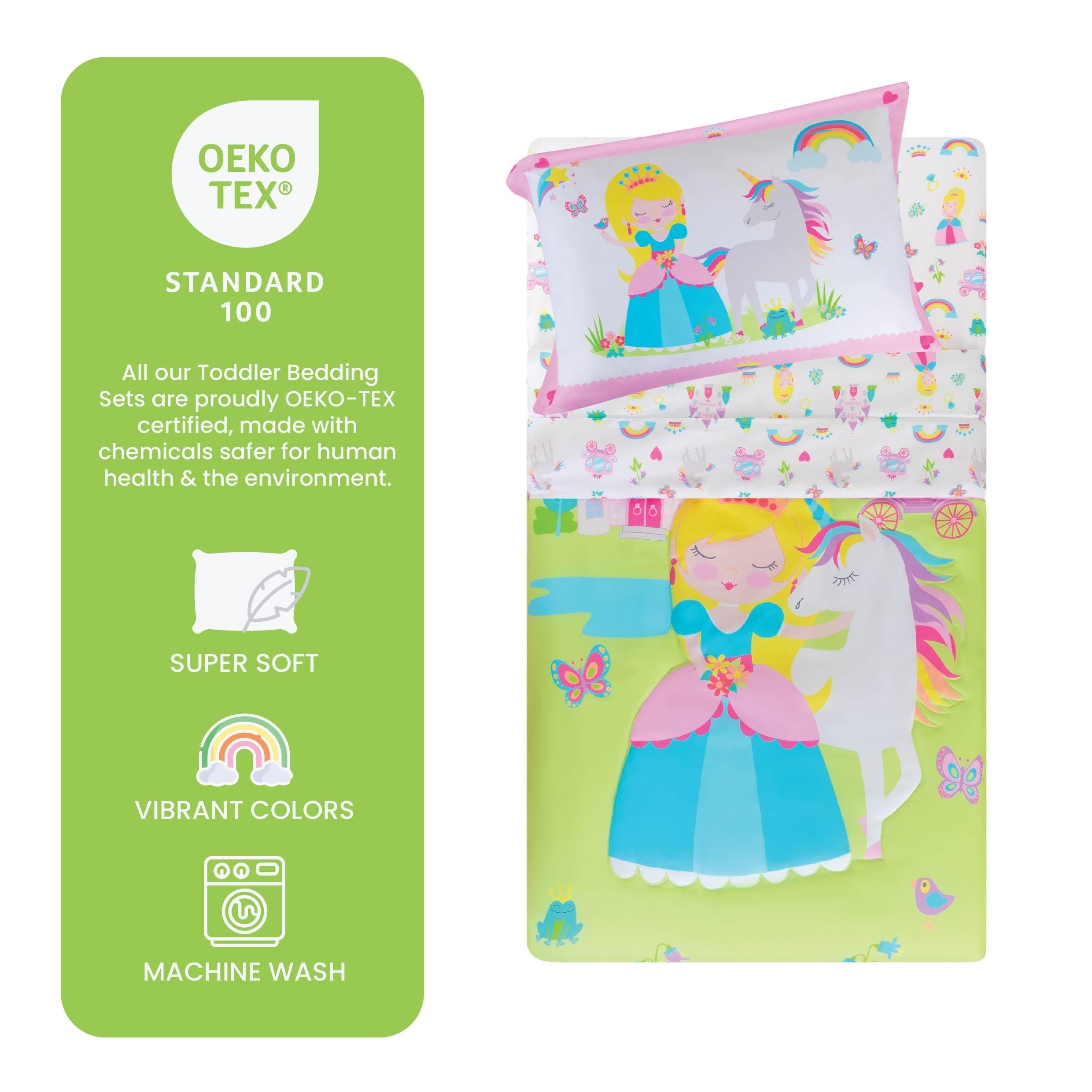 Hypoallergenic Cloud Princess Toddler Bedding Set for Girls - 4-Piece Toddler Bed Comforter Sets for Girls, Reversible Comforter & Pillowc... - All-Season Down Alternative Comforter Insert Detail