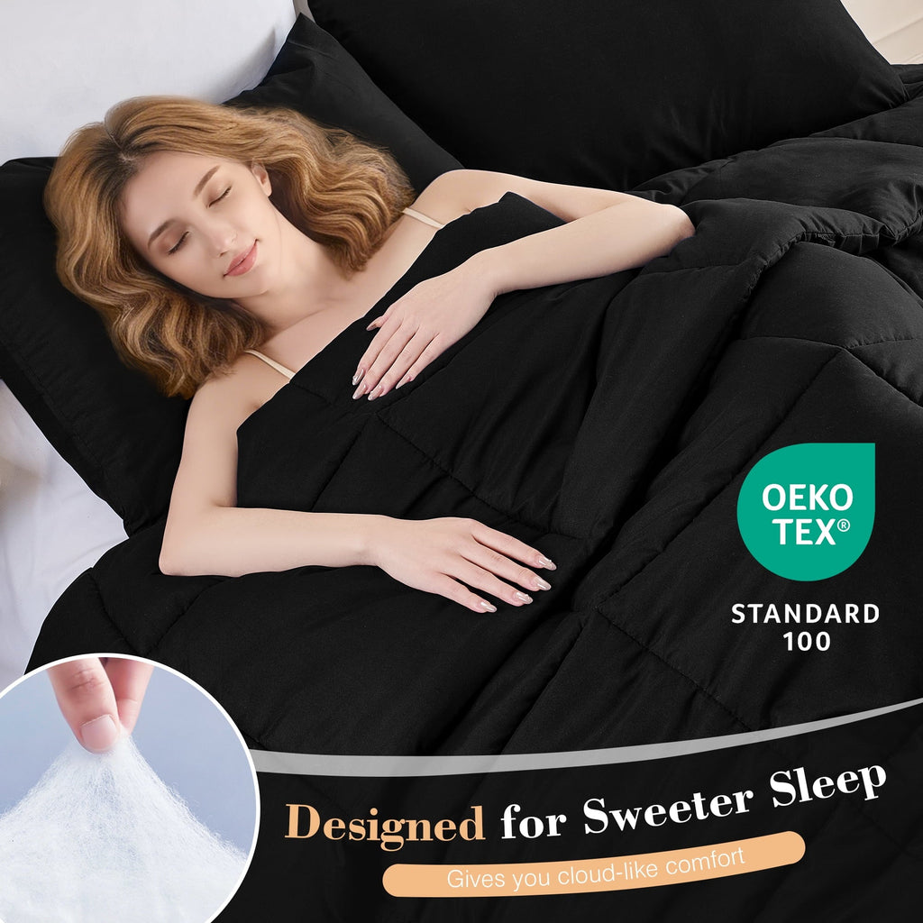 All-Season Queen Size Comforter Sets, 3 Piece Soft Quilted Bedding Sets, All-Season Down Alternative Comforter with 2 Pillow Sha... - Hypoallergenic Ultra-Fluffy Quilt for Winter Detail