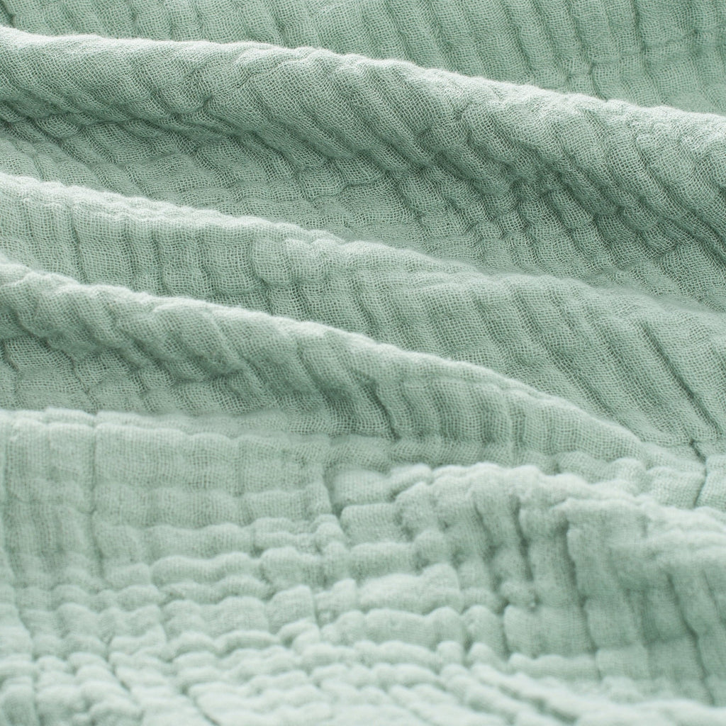 Cozy Fleece 100% Cotton Muslin Throw Blanket Gauze Blankets for Adults Soft Throws for Bed and Couch, 50" x 70" Sage Green - Super Soft Reversible Sherpa Flannel Blanket Detail