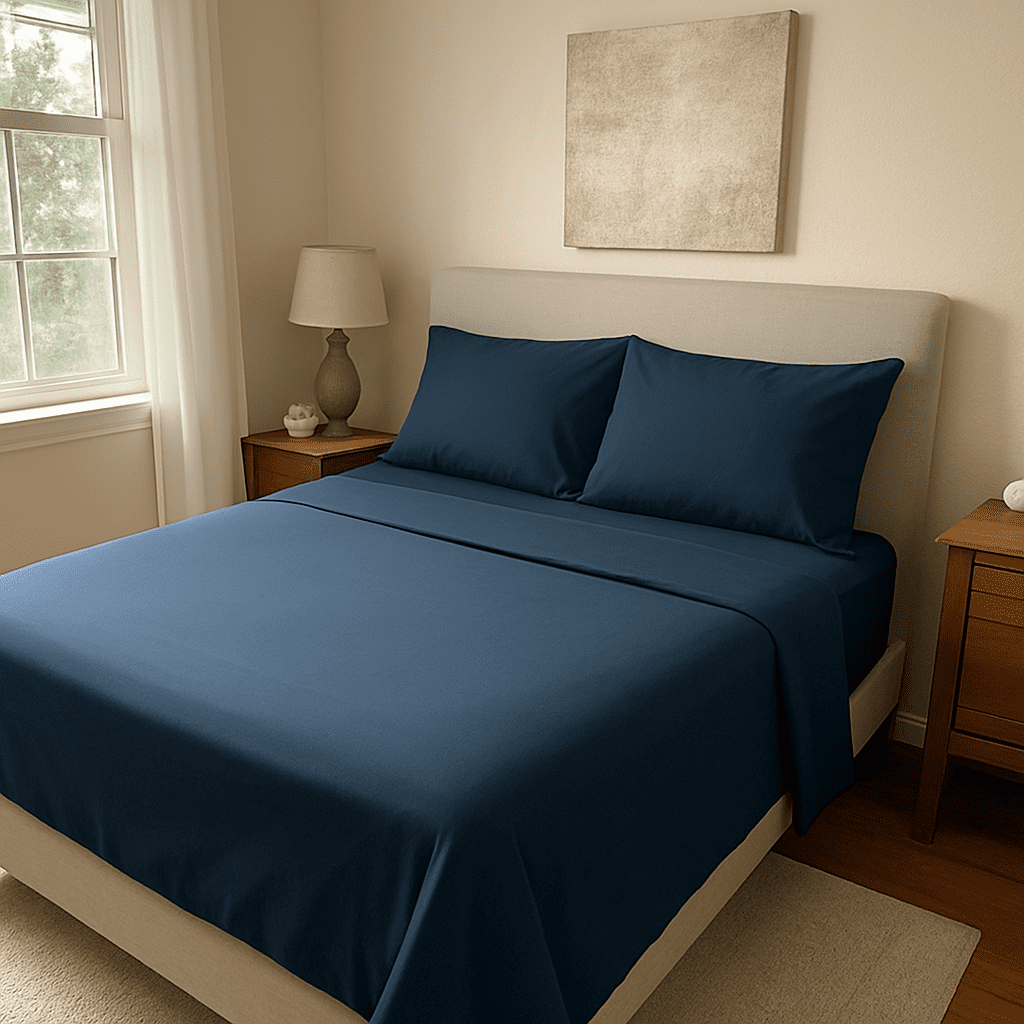 Breathable Luxury 3-Piece Twin Sheet Set, Ultra-Soft 800 Thread Count Microfiber, Deep Pocket, Twin, Blue Indigo - Premium Ultra-Soft Pillowcase Pair for Sleeping Detail