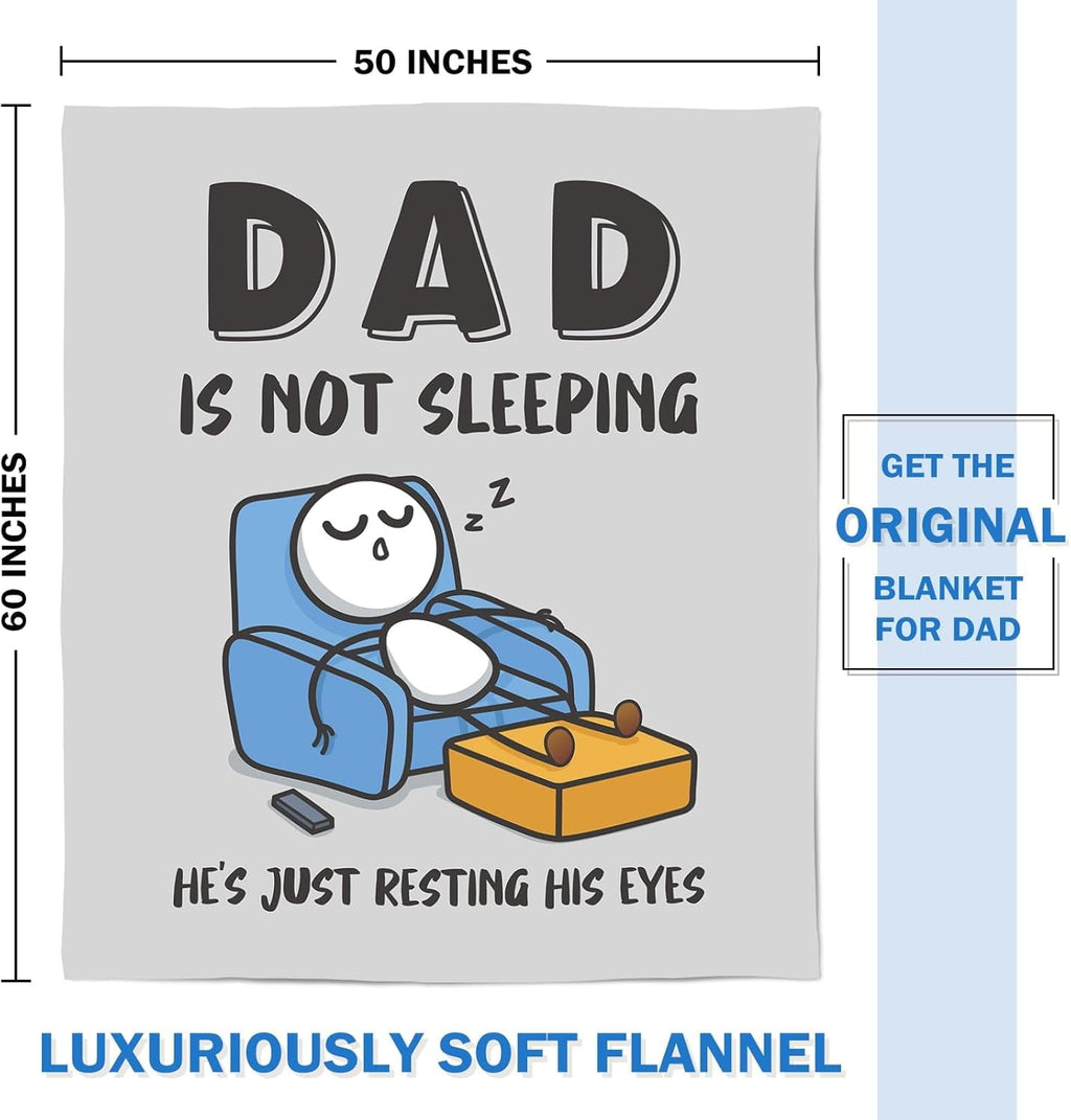 Decorative Knitted Funny Fathers Day Dad Gifts , Dads Birthday Gifts, Dad is Not Sleeping Blanket, Super Soft Throws Blanket for Napping - Super Soft Reversible Sherpa Flannel Blanket Detail
