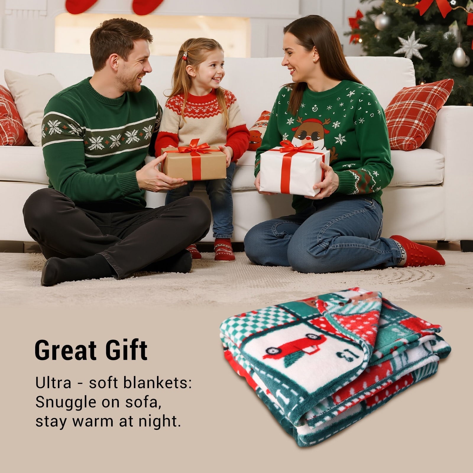 Decorative Knitted Cozy Blanket Printed Blanket Throw Christmas Blanket - 300 GSM Fleece Blanket Throw Size Blanket for Home Decoration,... - Lightweight Plush Warm Blanket for All Seasons Detail