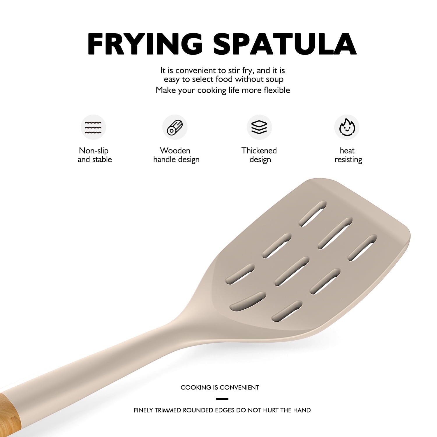 Heavy Duty Large Silicone Cooking Utensils - Heat Resistant Kitchen Utensil Set with Wooden Handles, Spatula,Turner, Slotted Spo... - Professional Kitchen Tool for Culinary Enthusiasts Detail