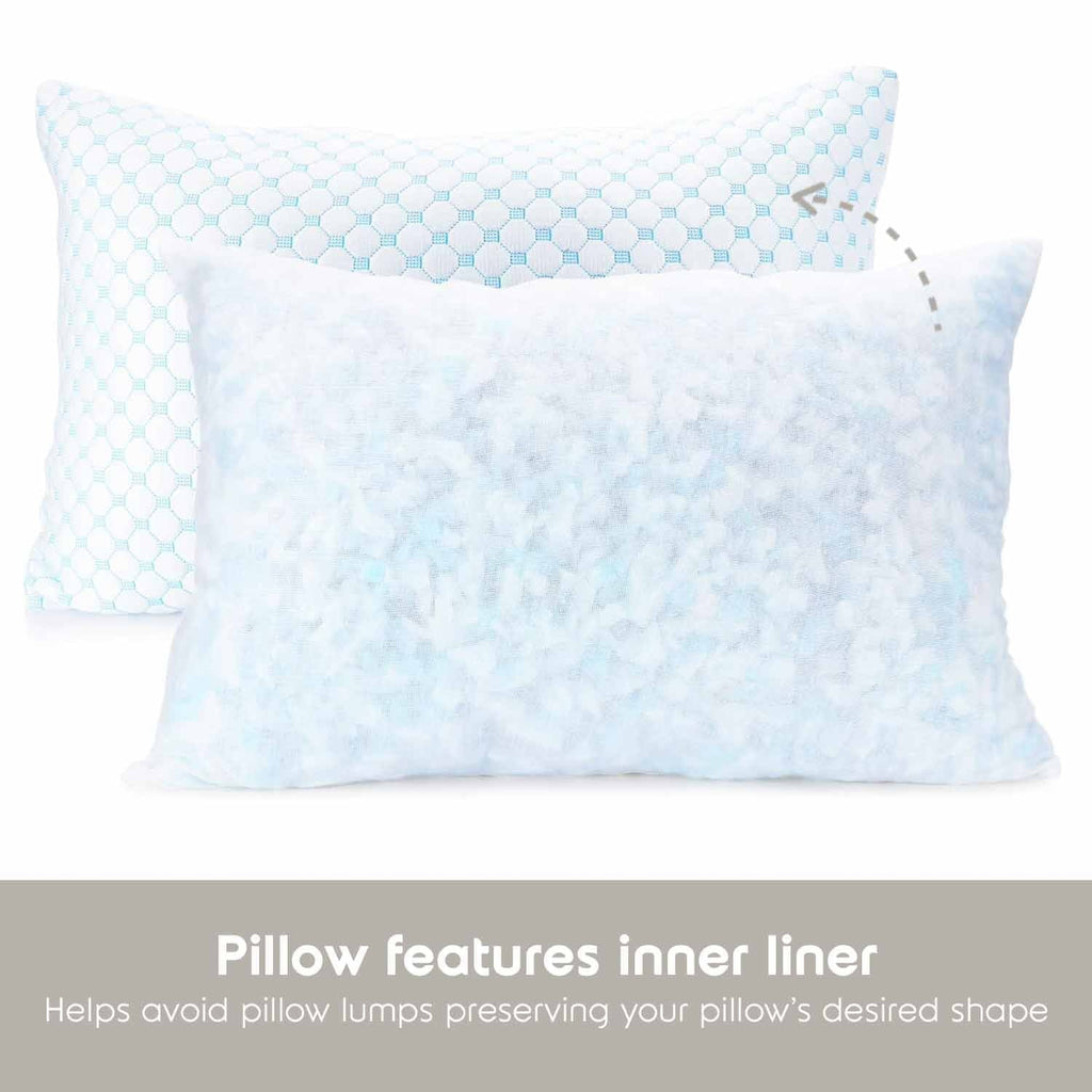 Ergonomic Memory Foam Cooling Pillows for Bed, Memory Foam Bed Pillow, Queen Pillows 20” X 28”, 2 Pack - Decorative Throw Pillow Cushion for Sofa & Bed Detail