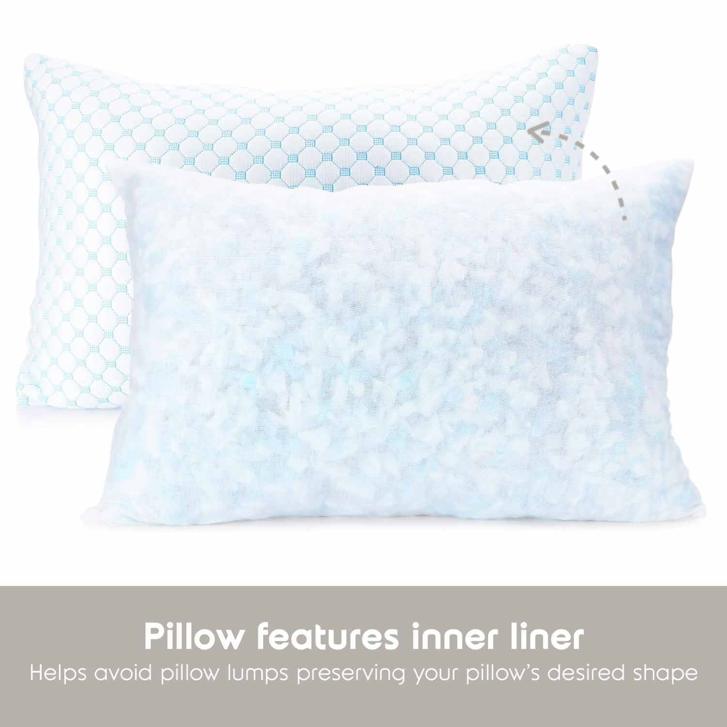 Ergonomic Memory Foam Cooling Pillows for Bed, Memory Foam Bed Pillow, Queen Pillows 20” X 28”, 2 Pack - Decorative Throw Pillow Cushion for Sofa & Bed Detail
