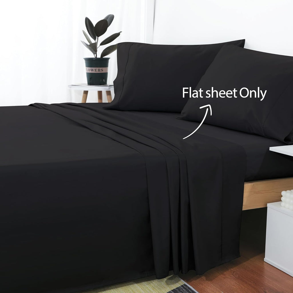 Premium Egyptian Cotton Sheet Only, 600 Thread Count 100% Egyptian Top Sheet 1Pcs, Cool & Breathable Bed Sheets Wrinkle, Fade, Stain Resistan... - Luxury Bed Sheet Set with Deep Pockets Detail
