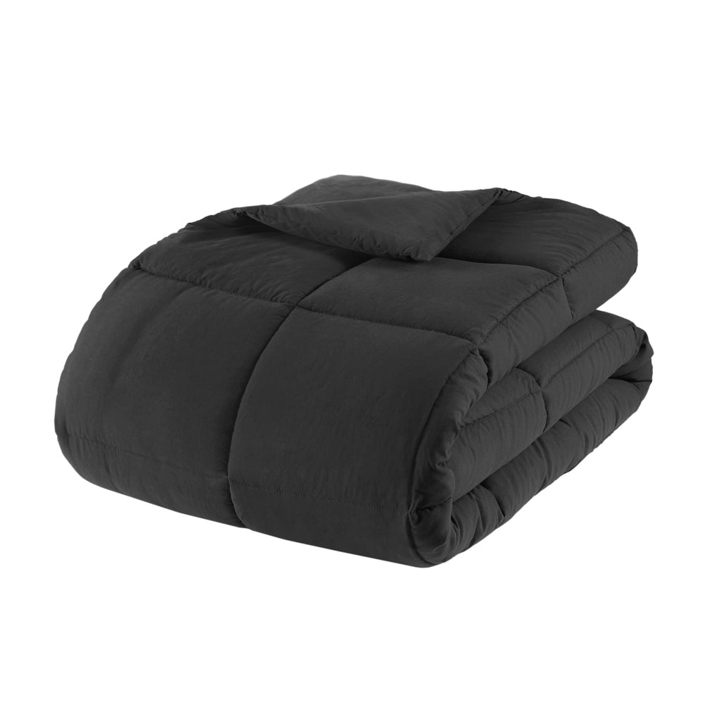Fluffy Down Alternative All in One Down Alt Reversible Comforter and Sheet set- 5 Piece, Twin, Black - All-Season Down Alternative Comforter Insert Detail