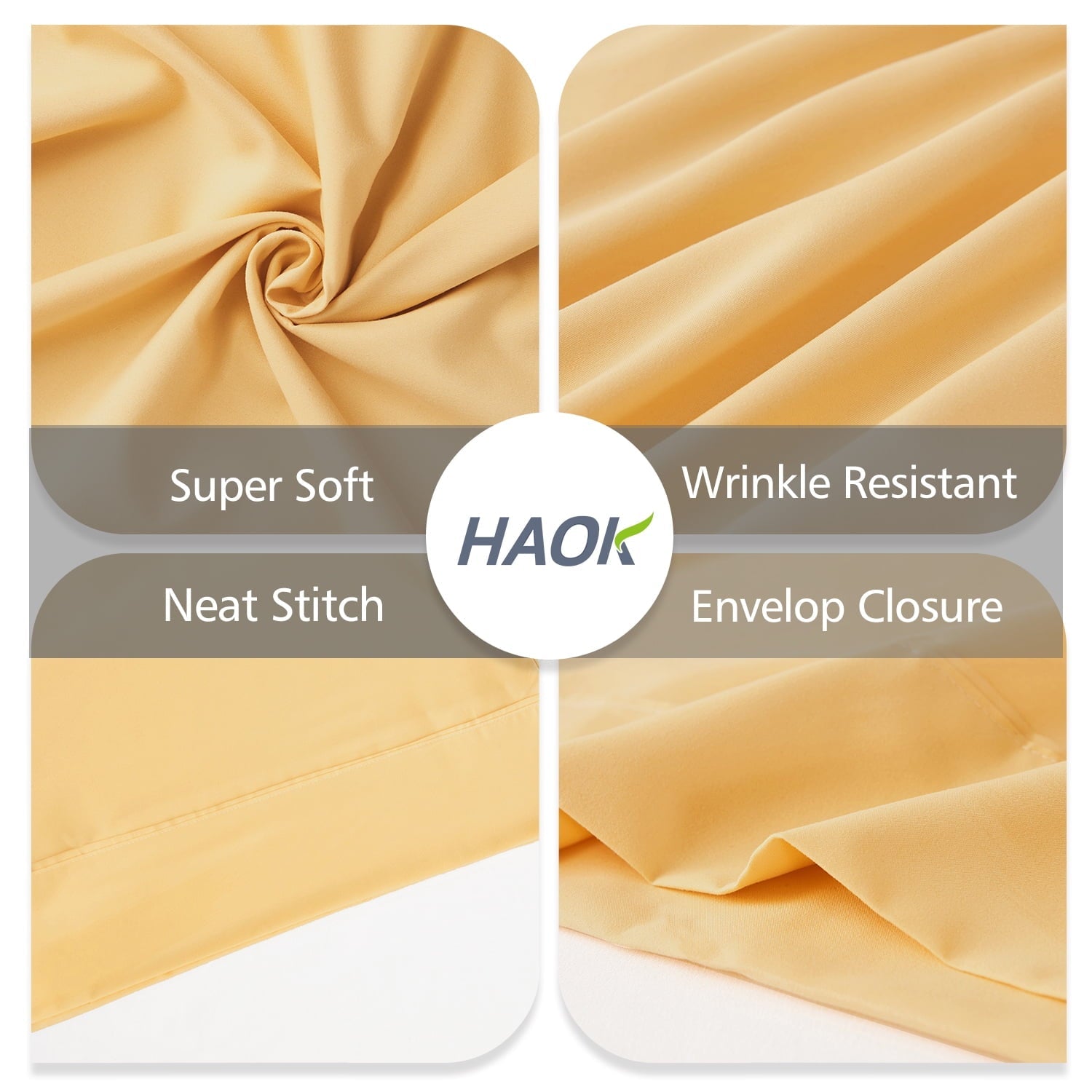 Hotel Collection Solid Print Pillow Cases, King, Beige, 2-Pieces - Ergonomic Memory Foam Pillow for Neck Pain Support Detail