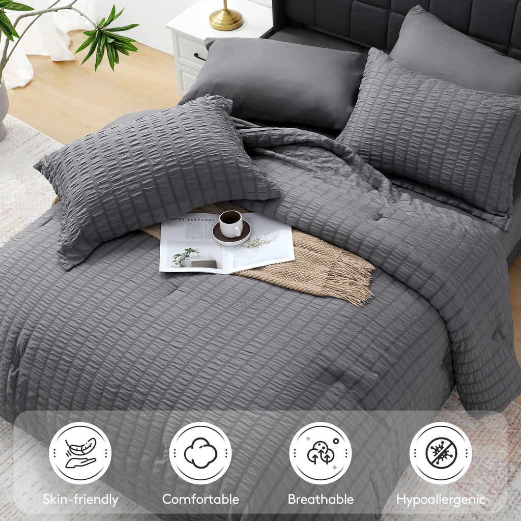 Heavyweight Warmth 7 Piece Queen Comforter Set, Bed in a Bag with Sheets, Pillowcases & Shams, All Season Soft Bedding, Cozy and Lightwe... - All-Season Down Alternative Comforter Insert Detail