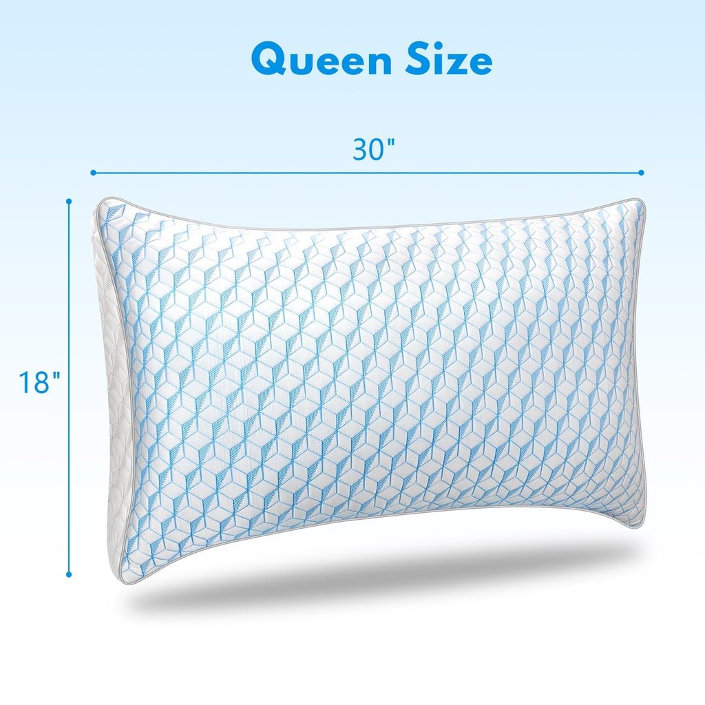 Ergonomic Memory Foam Bed Pillows, Pillows for Bed Queen Size 2 Pack, Premium Down Alternative Luxury Hotel Pillows Set of 2, Cooling Pillo... - Decorative Throw Pillow Cushion for Sofa & Bed Detail