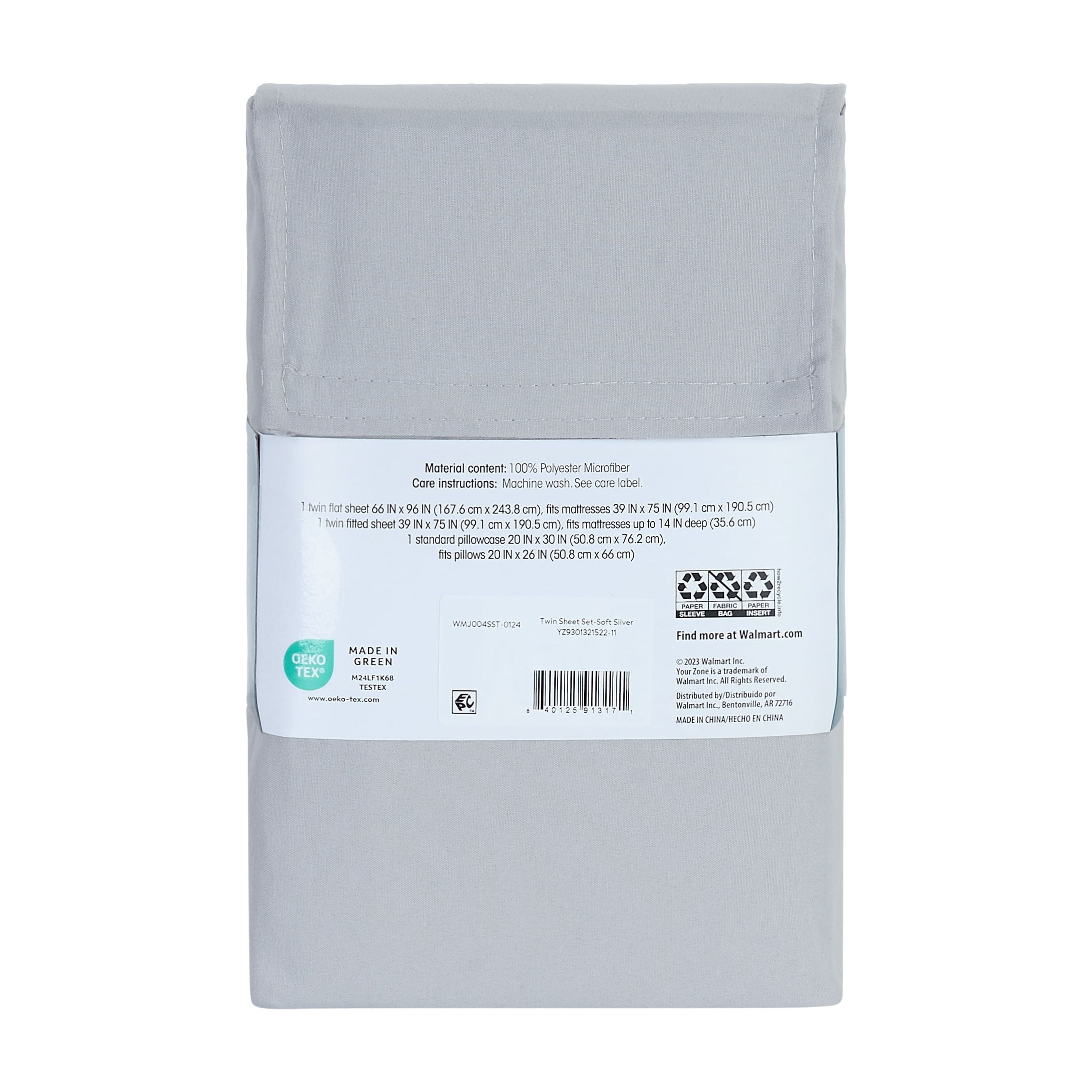 Breathable Luxury Kids Soft Microfiber Sheet Set, Gray, Twin, 3 Pieces - Breathable Egyptian Cotton Flat & Fitted Sheets Detail