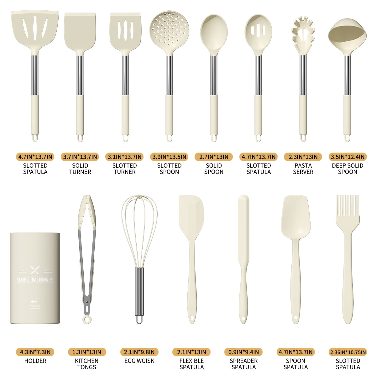 Durable Steel Silicone Cooking Utensil Set, 30 Pcs Kitchen Utensils Set with Stainless Steel Handle, Food Grade Silicone Spatula Se... - Multi-Purpose Hand Tool for Daily Meal Prep Detail