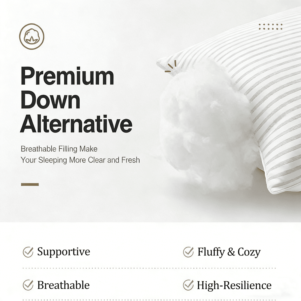 Decorative Plump Pillow for Bed Standard Size Set of 2 ,Down Alternative Pillows for Sleeping 20x26inch, Luxury Hotel Pillow for Back,... - Hotel Quality Plush Sleeping Pillows Detail