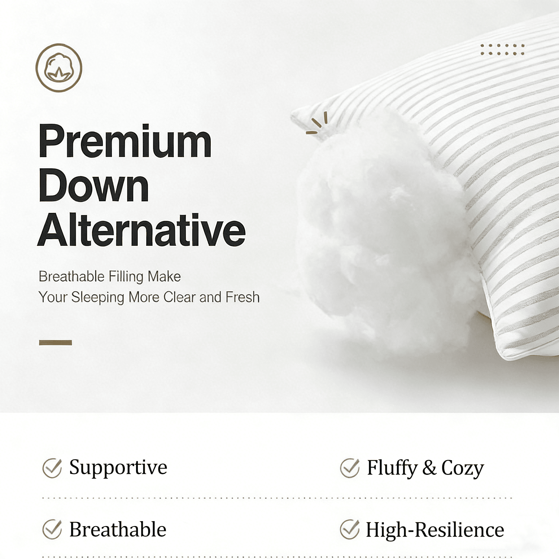 Decorative Plump Pillow for Bed Standard Size Set of 2 ,Down Alternative Pillows for Sleeping 20x26inch, Luxury Hotel Pillow for Back,... - Hotel Quality Plush Sleeping Pillows Detail