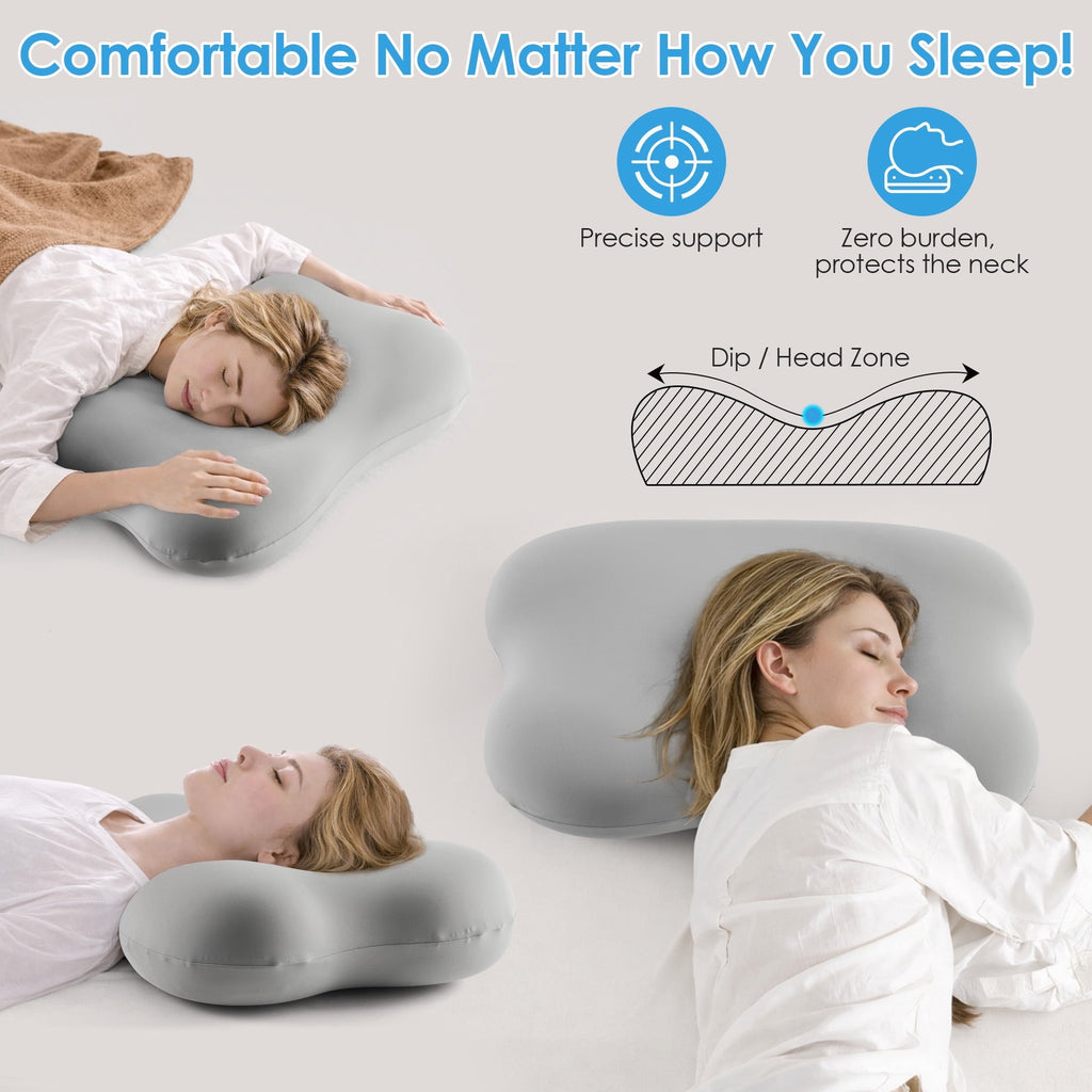 Ergonomic Memory Foam Cervical Pillow Orthopedic Cervical Pillow for Neck Pain Relief, Memory Foam Bed Pillow with Pillowcase, Contour Bed ... - Ergonomic Memory Foam Pillow for Neck Pain Support Detail