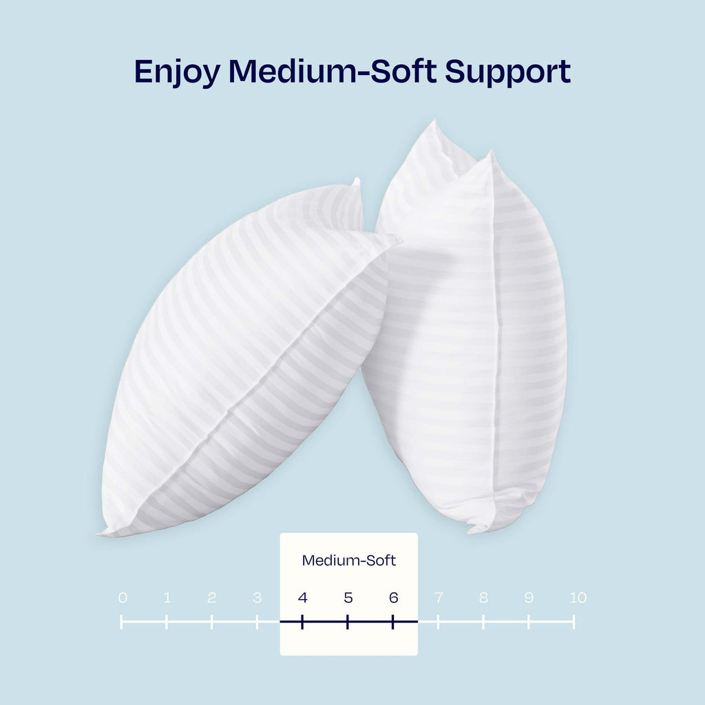 Orthopedic Support 2-Pack Comfort Bed Pillows Standard size set of 2 for Sleeping, Pillows, for Back, Stomach or Side Sleepers, 20 x 26 ... - Decorative Throw Pillow Cushion for Sofa & Bed Detail