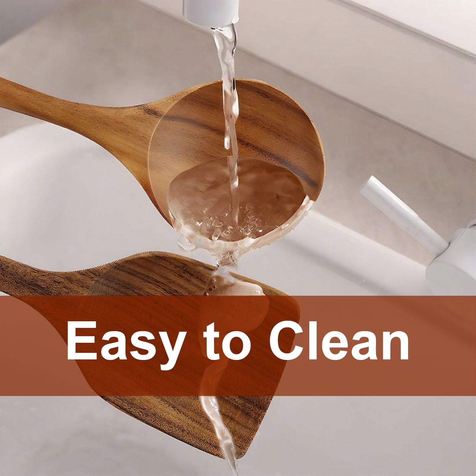 Non-Stick Safe 10Pcs Wooden Spoons for Cooking, Smooth Finish Teak Wooden Utensils for Cooking, Soft Comfort-Grip Wood Spoons for Co... - Premium Stainless Steel Cooking Utensil for Non-Stick Pots Detail