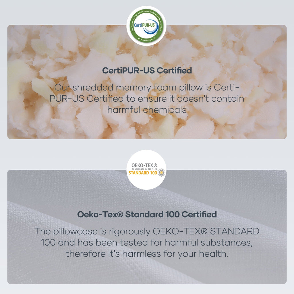Fluffy Shredded Shredded Memory Foam Pillow 2 Pack Pillow for Bed, Side, Back and Stomach Sleepers, CertiPUR-US Certified 28"x20" - Hotel Quality Plush Sleeping Pillows Detail