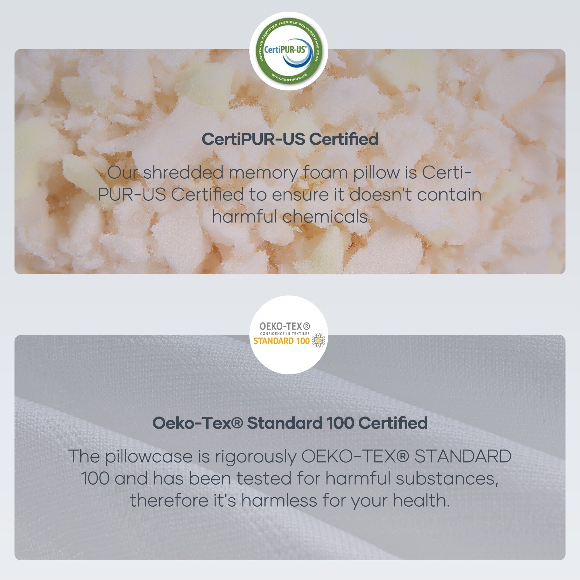 Fluffy Shredded Shredded Memory Foam Pillow 2 Pack Pillow for Bed, Side, Back and Stomach Sleepers, CertiPUR-US Certified 28"x20" - Hotel Quality Plush Sleeping Pillows Detail