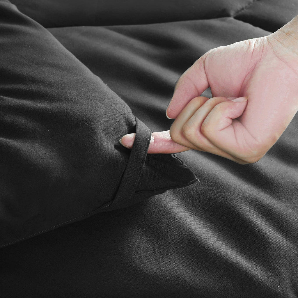 Hypoallergenic Cloud 8 PCS Modern Comforter Set with Sheets All Season Bed in a Bag, Black, Queen Size - All-Season Down Alternative Comforter Insert Detail