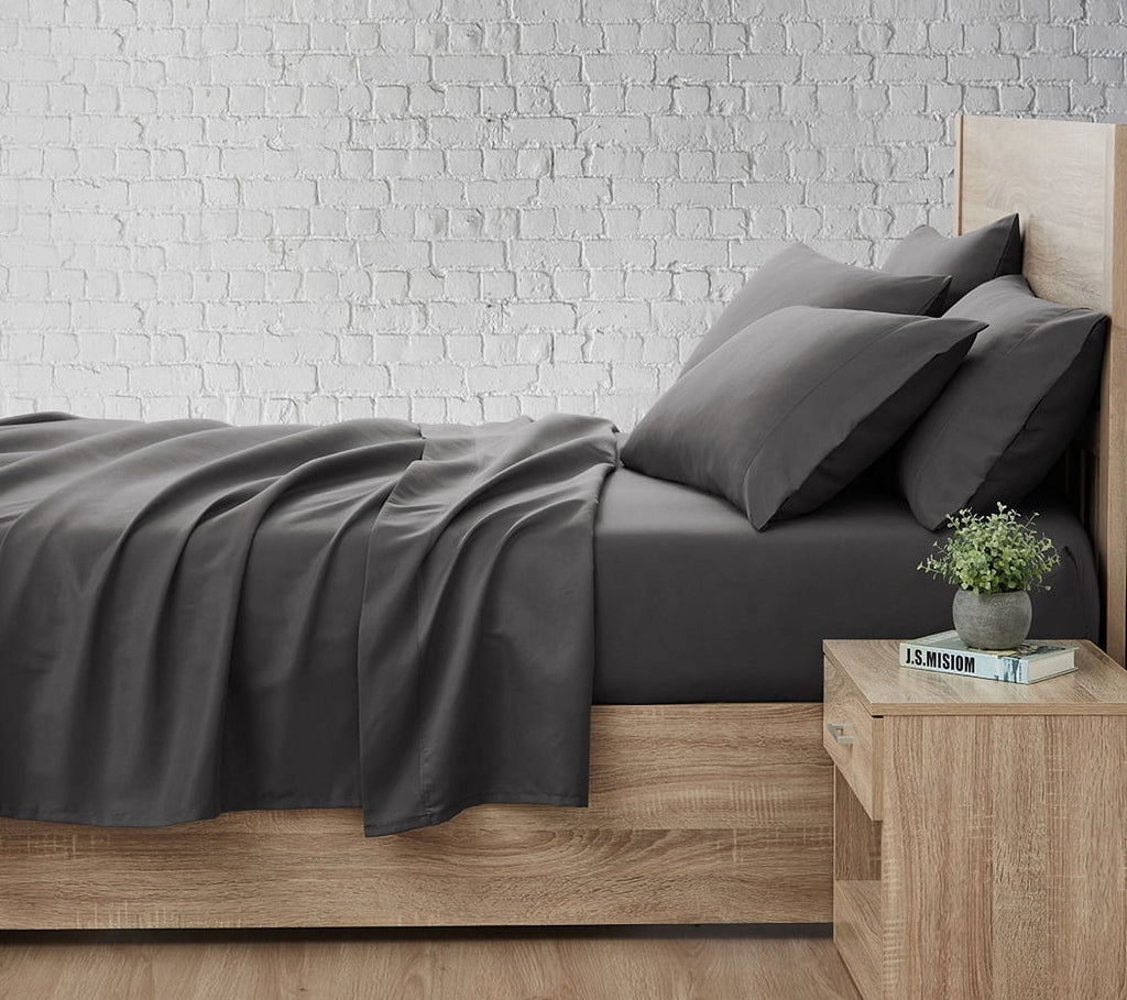 Breathable Luxury So Soft 3-Piece Dark Gray Sheet Set, Twin - Luxury Bed Sheet Set with Deep Pockets Detail
